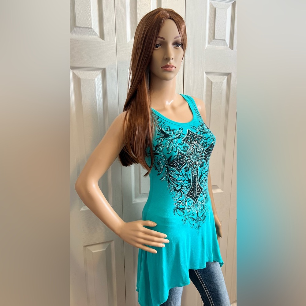 B-8-9 Vocal Turquoise Tank Top